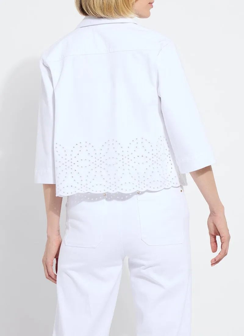 Gem Eyelet Embroidered Denim Jacket