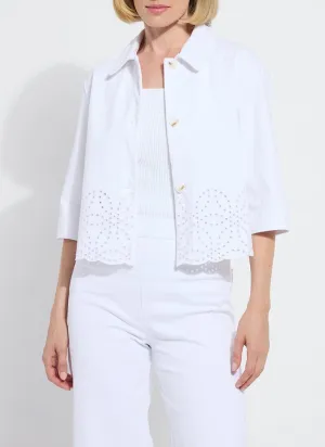 Gem Eyelet Embroidered Denim Jacket