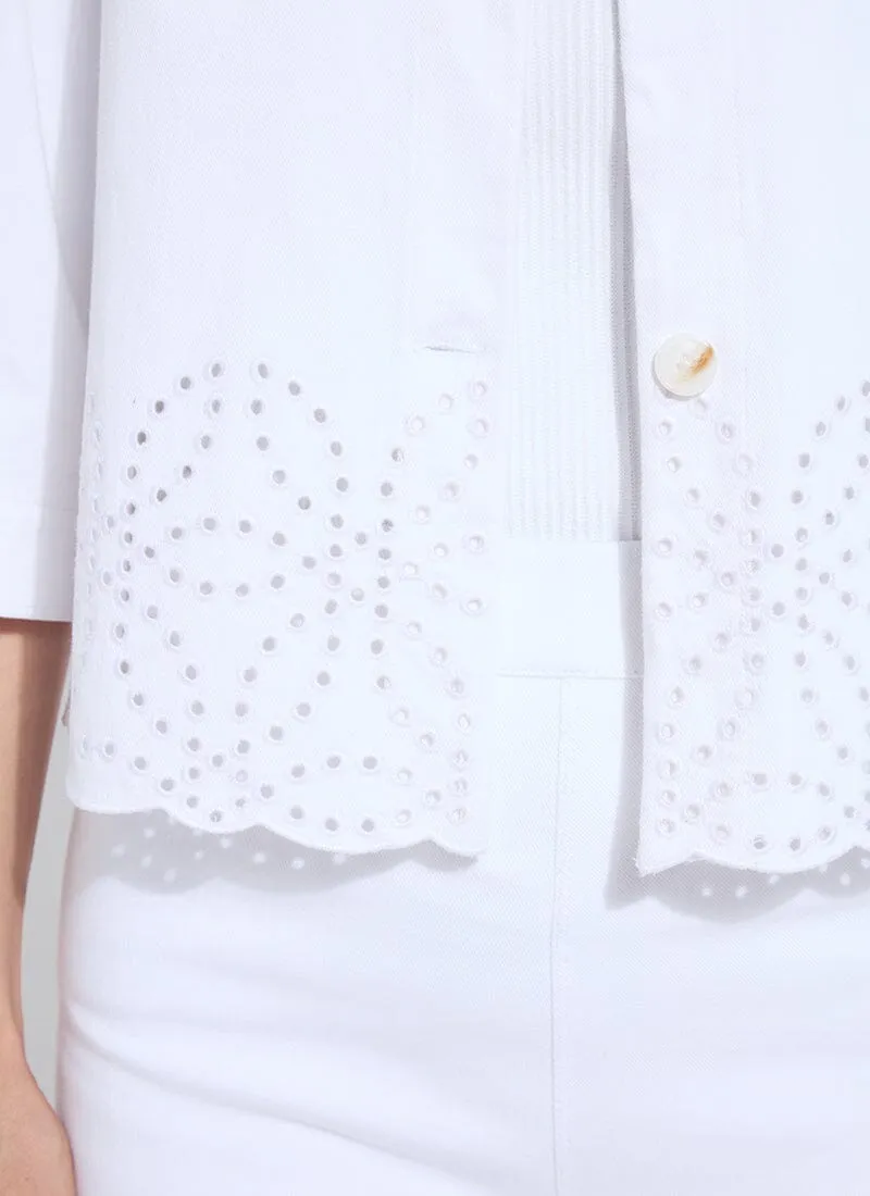 Gem Eyelet Embroidered Denim Jacket