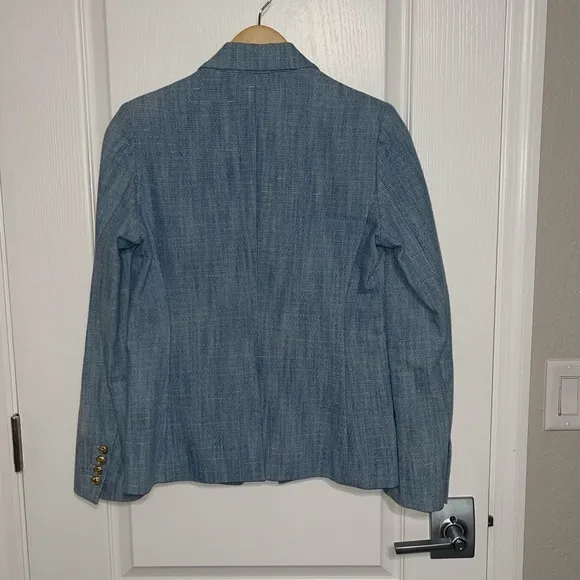 GENERATION LOVE ADELE DENIM TWEED BABY BLUE DOUBLE-BREASTED BLAZER GOLD HW SZ XS