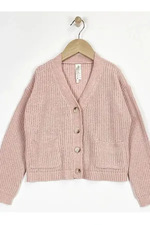 Girls Button Down Chenille Cardigan