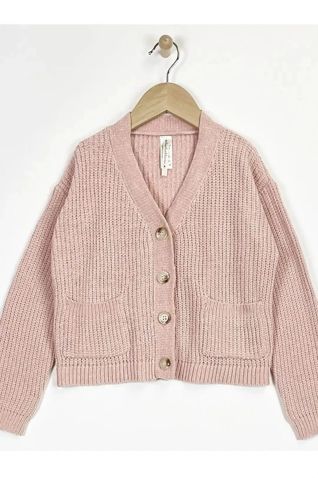 Girls Button Down Chenille Cardigan