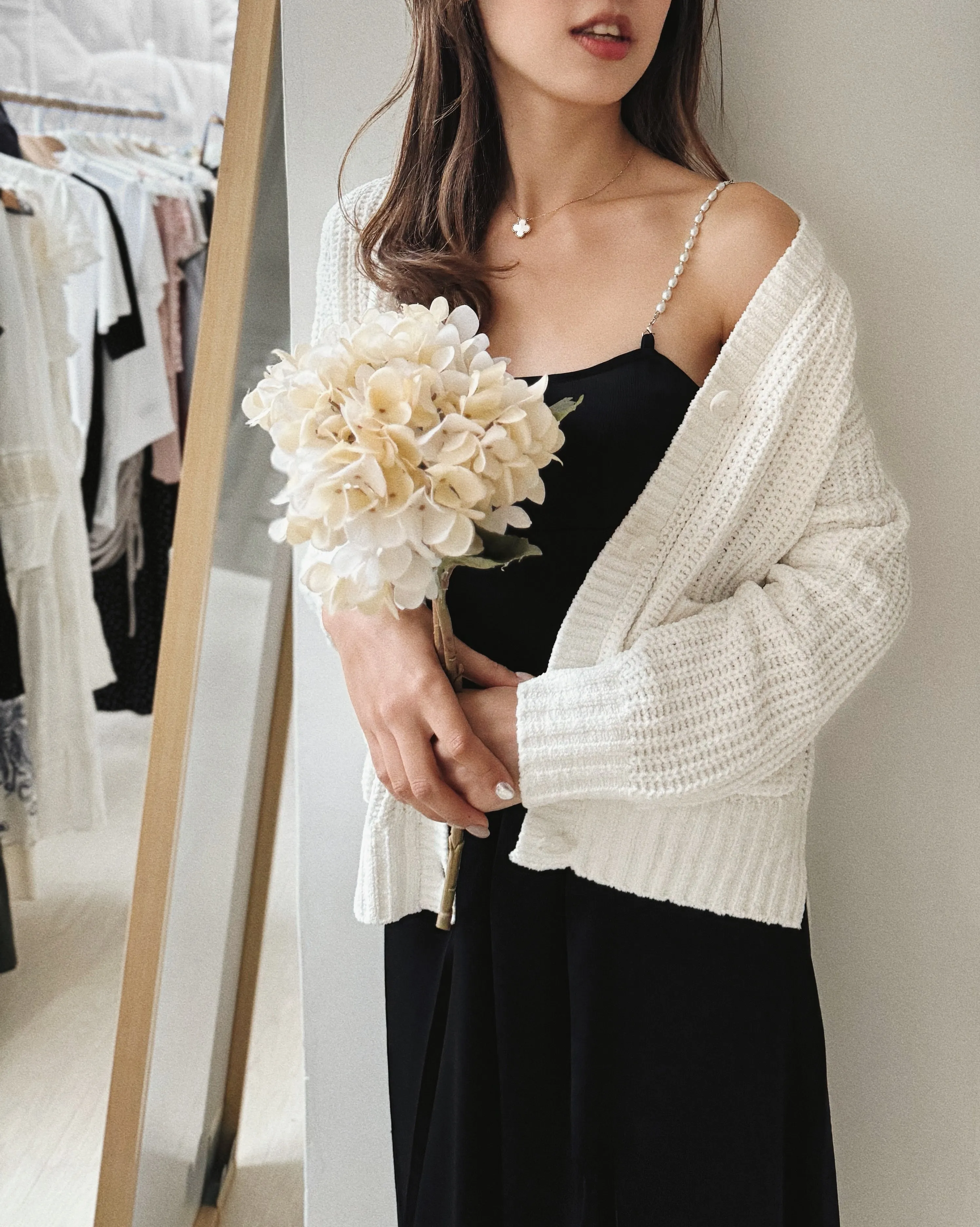 Girls Chenille Yarn Cardigan
