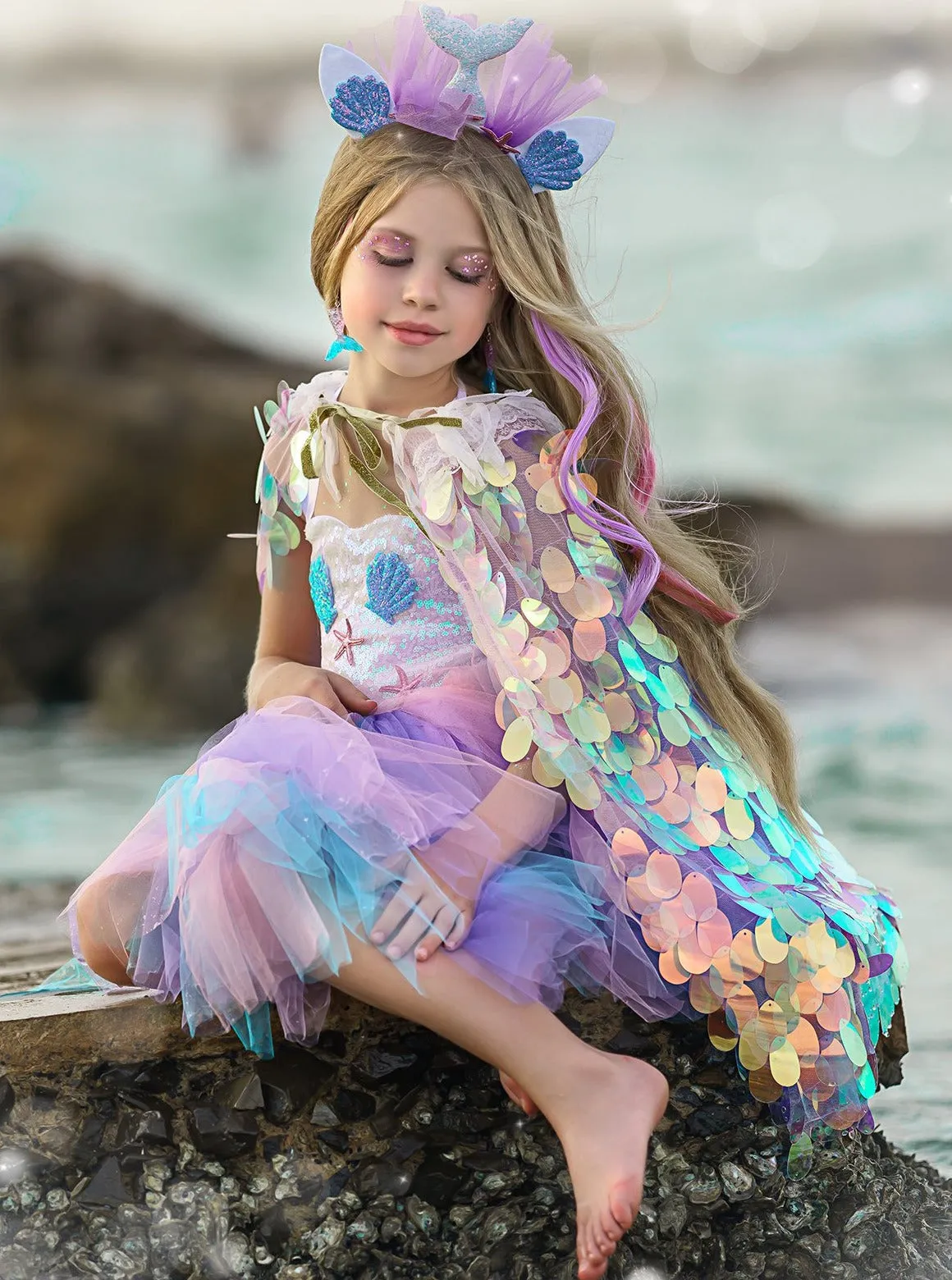 Girls Deluxe Mermaid Unicorn Costume Dress