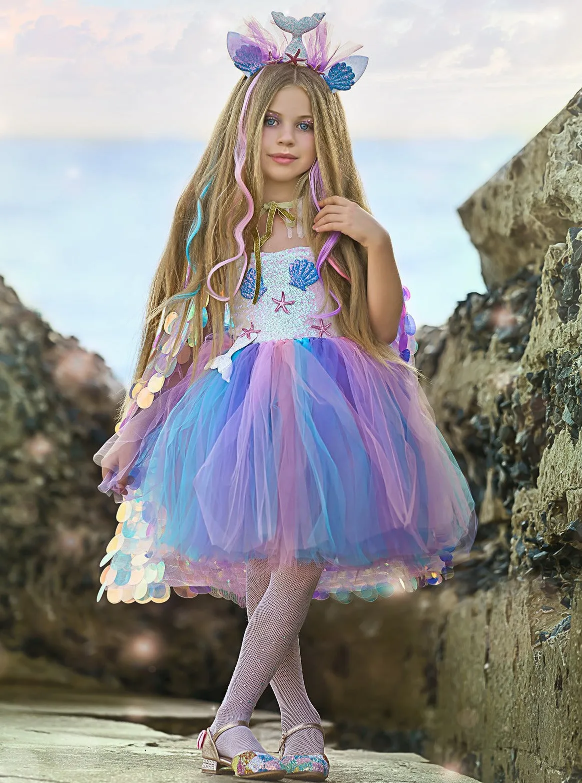 Girls Deluxe Mermaid Unicorn Costume Dress