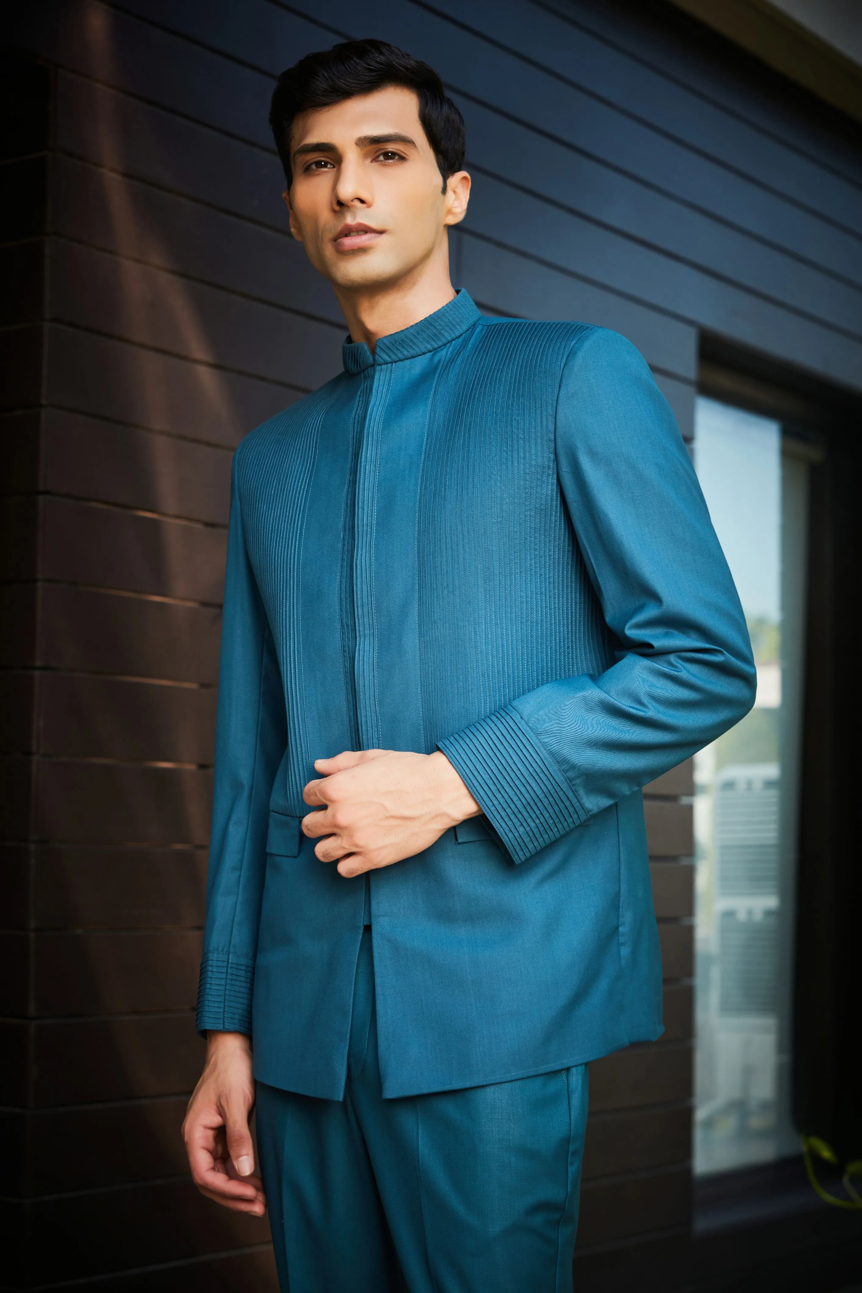 Greig-Teal Green Bandhgala set