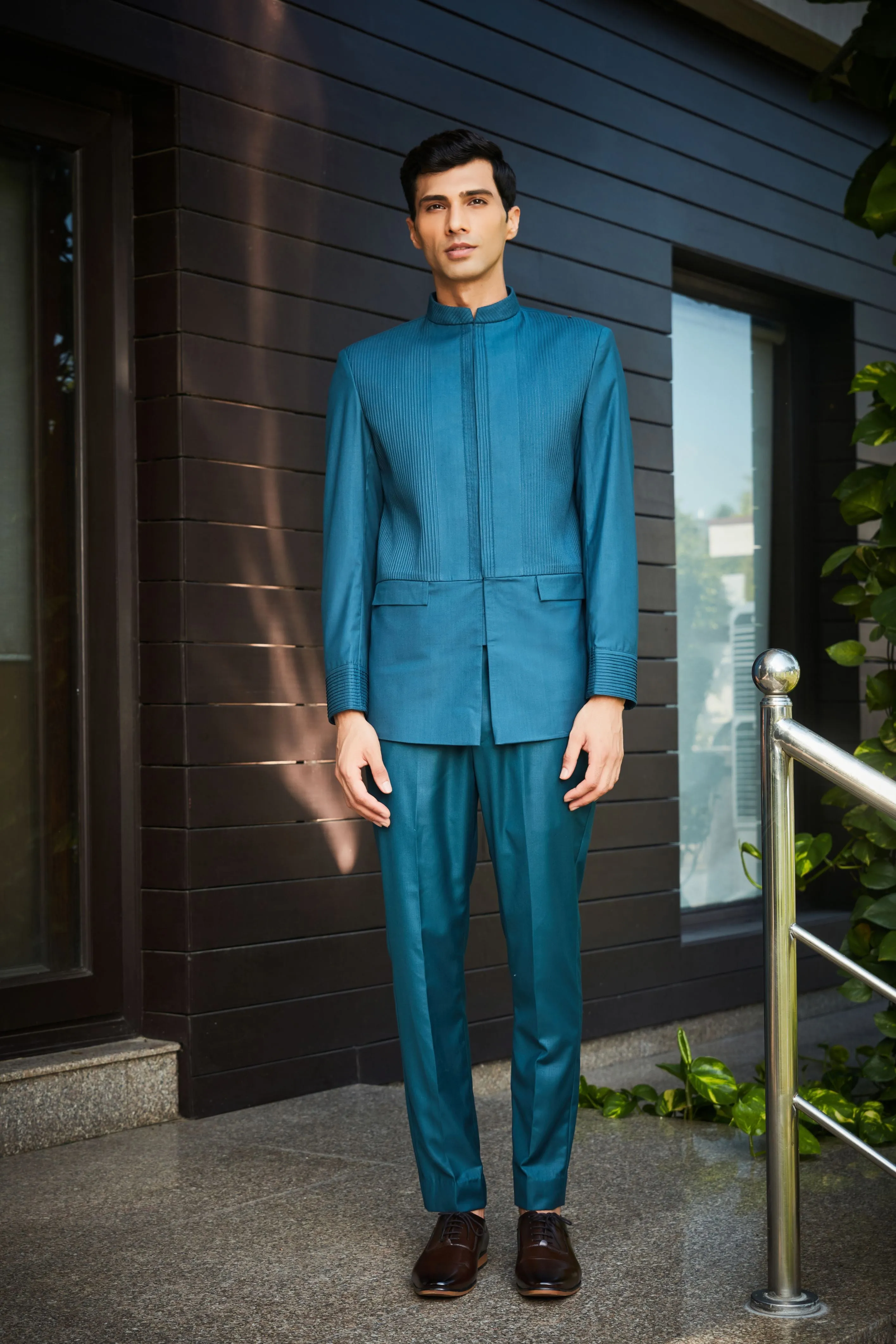 Greig-Teal Green Bandhgala set
