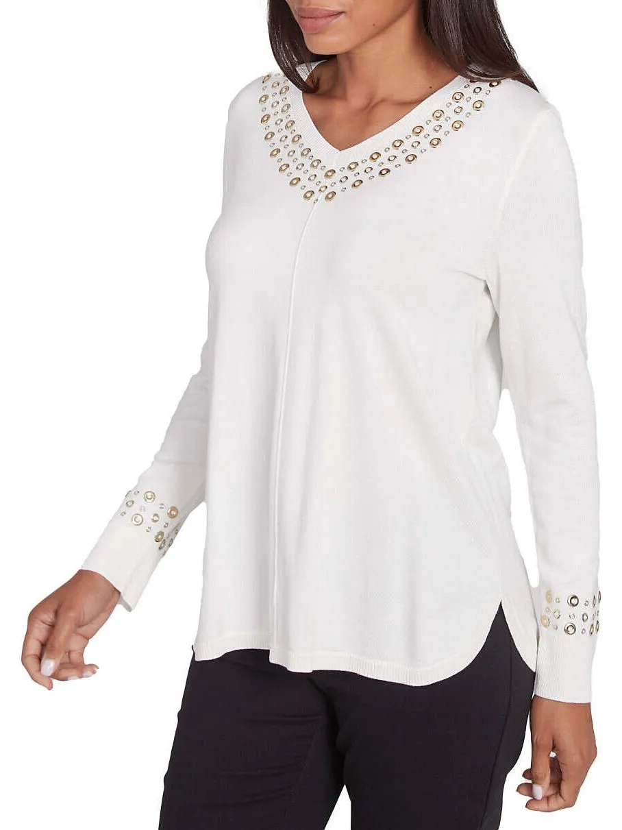 Grommet Sweater - Ivory