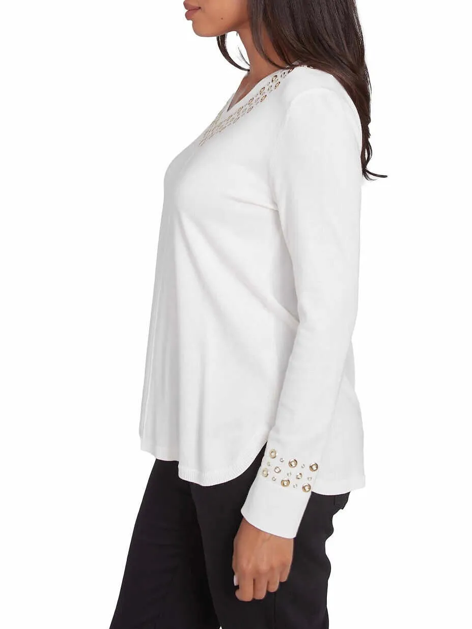 Grommet Sweater - Ivory
