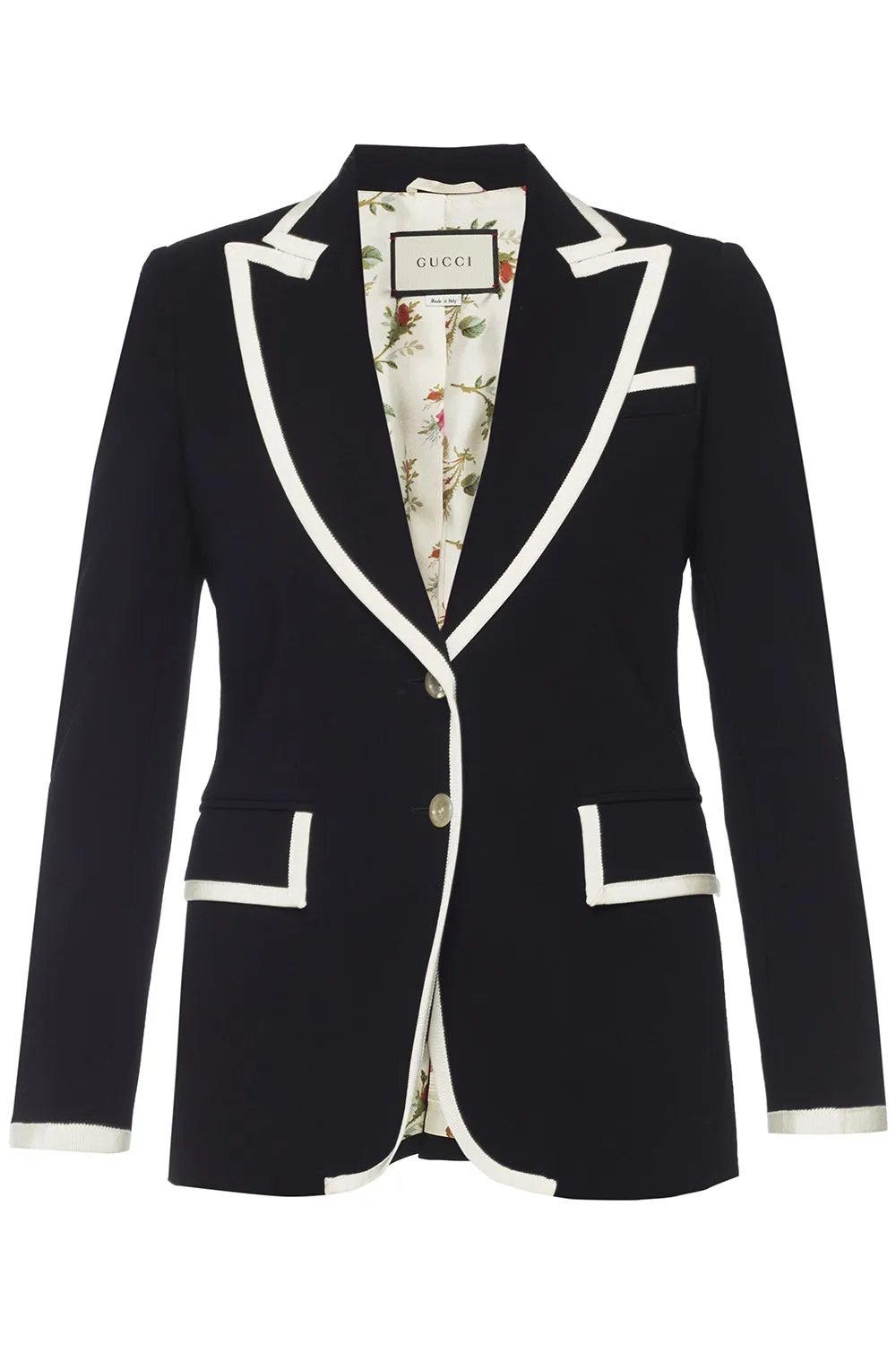 Gucci Black Cady Blazer with White Trim