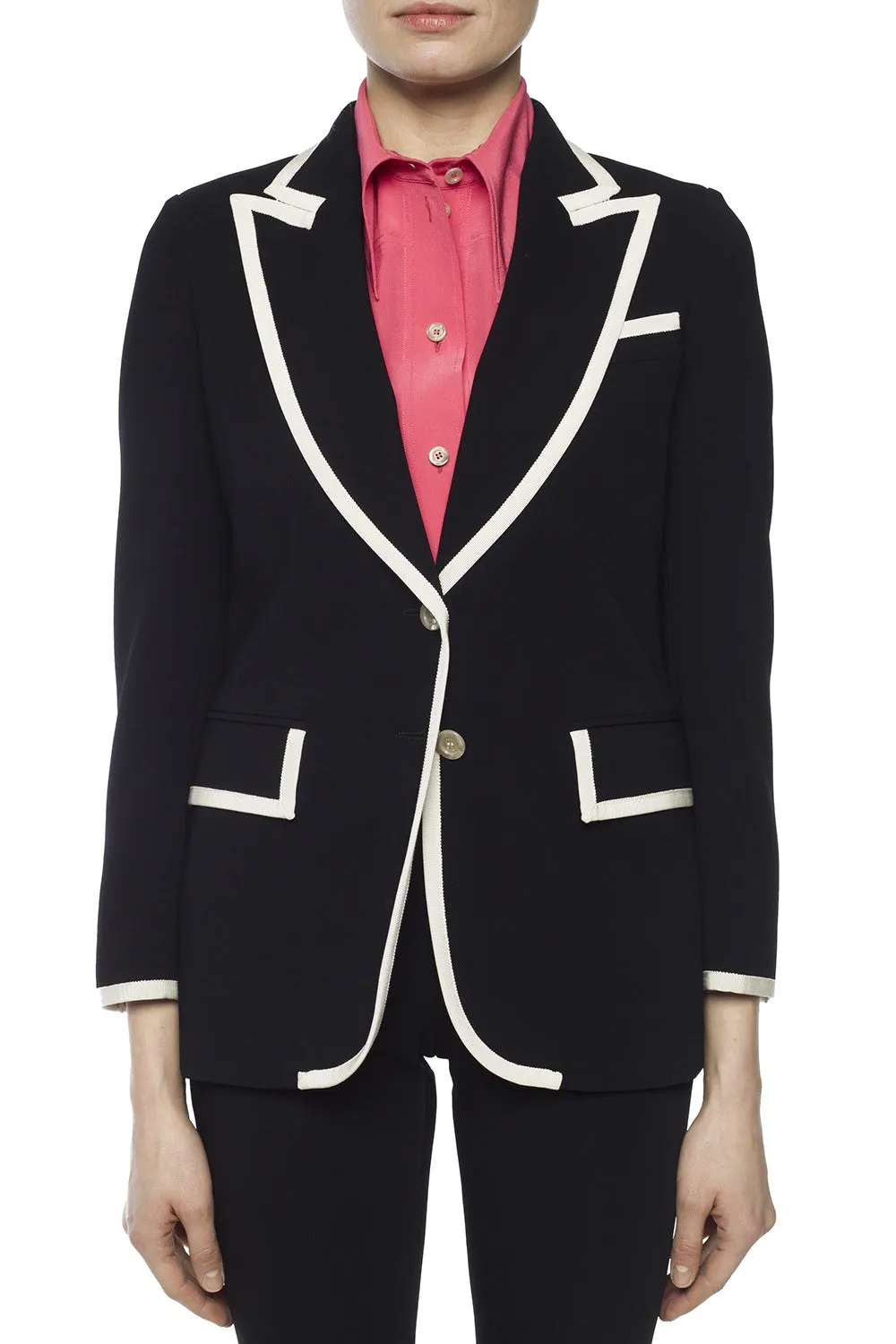 Gucci Black Cady Blazer with White Trim