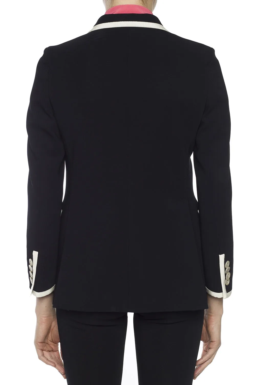Gucci Black Cady Blazer with White Trim