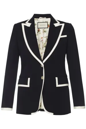 Gucci Black Cady Blazer with White Trim