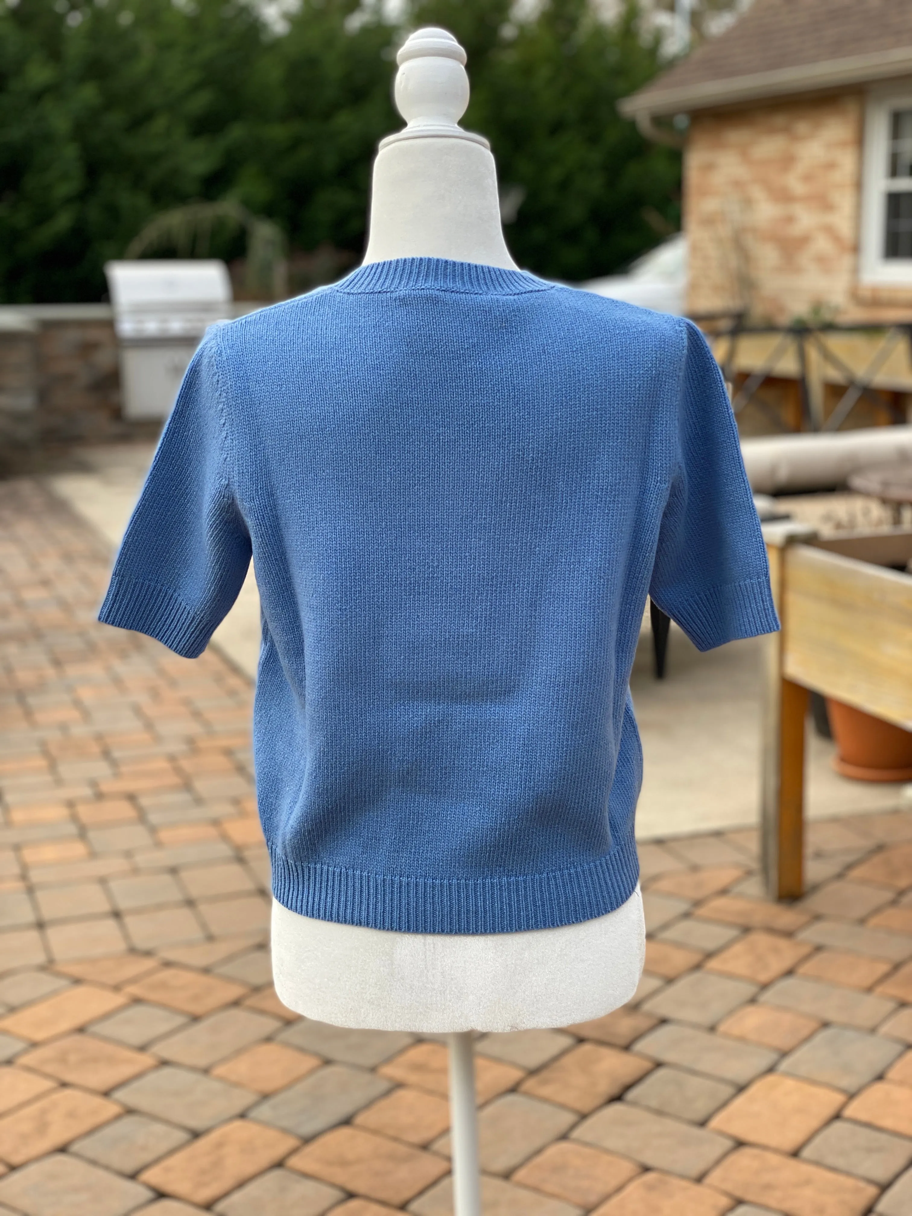 Gucci Wool Sweater with Cherry Intarsia in Blue