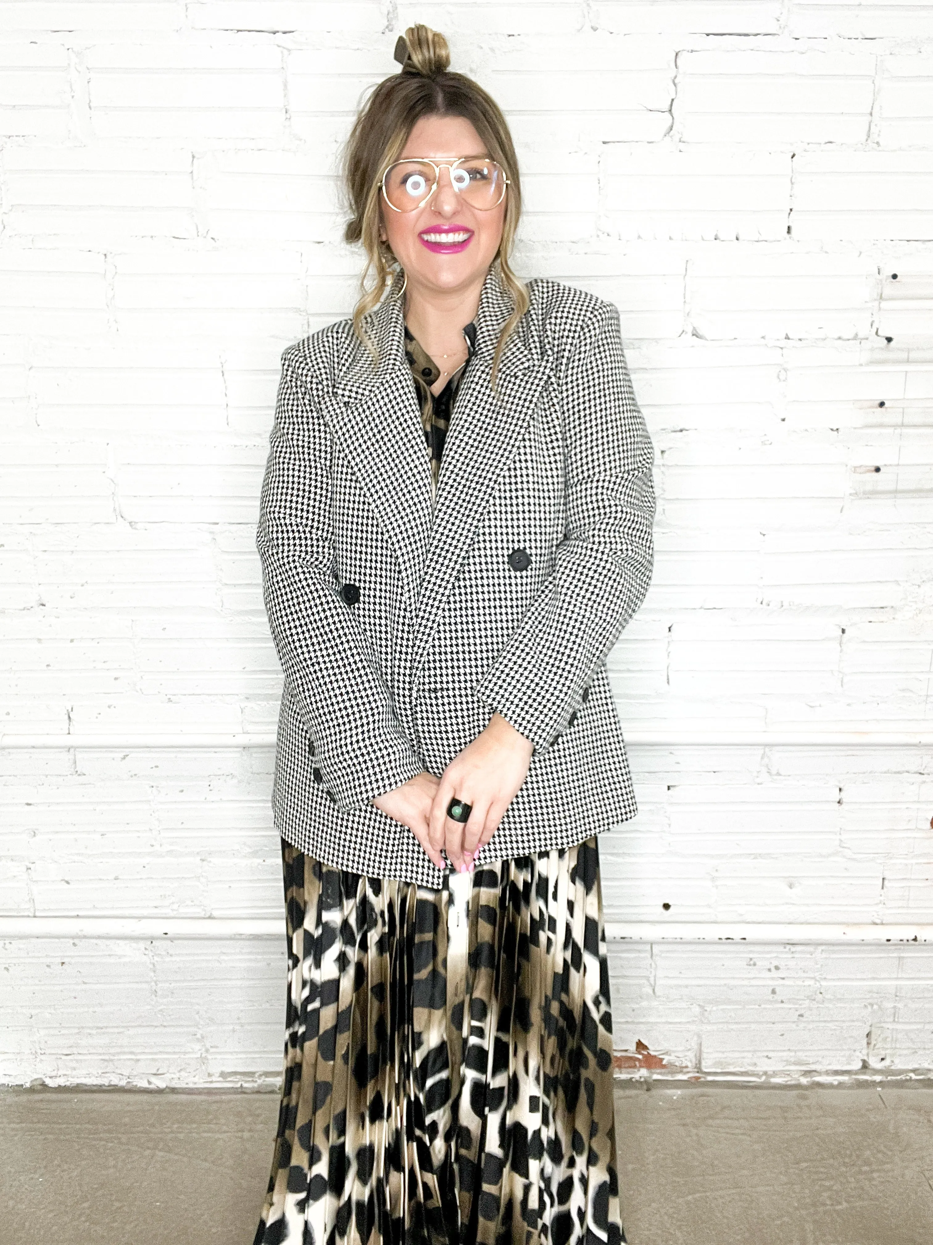 Hallie Houndstooth Blazer