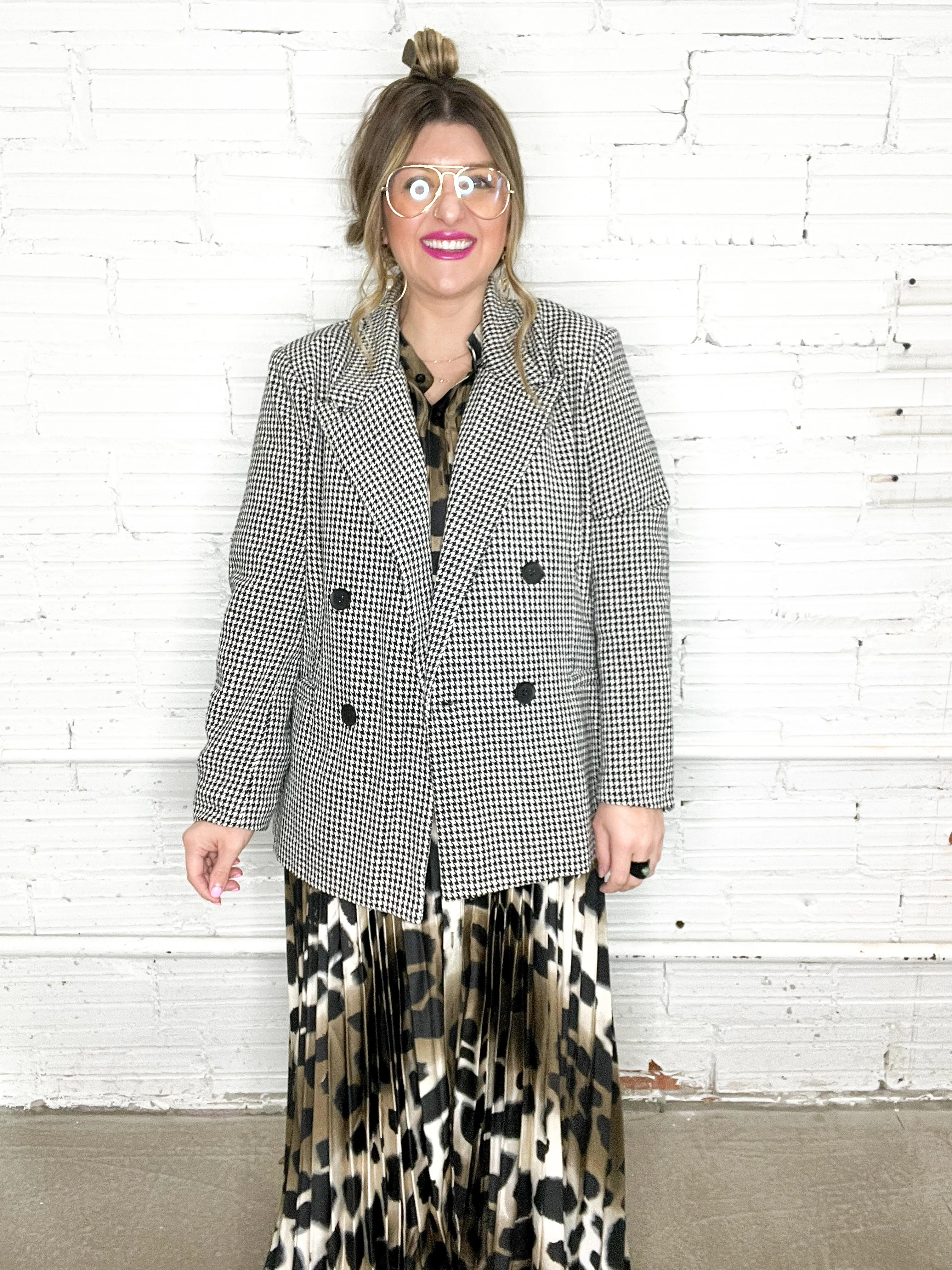 Hallie Houndstooth Blazer