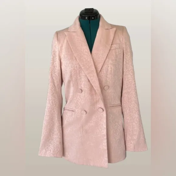 House of Harlow Jacquard Elegant Pink Double-Breasted Women's Blazer Sz XS
