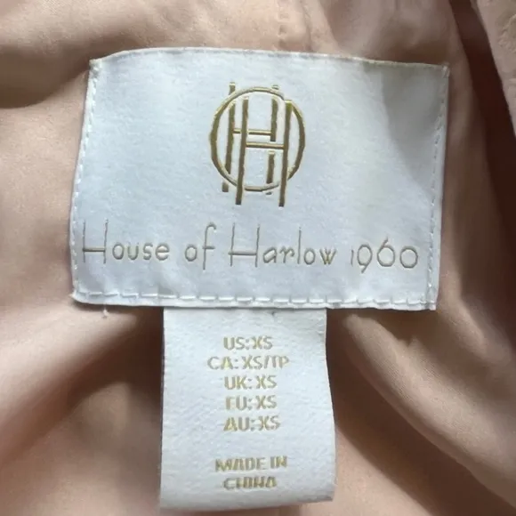 House of Harlow Jacquard Elegant Pink Double-Breasted Women's Blazer Sz XS