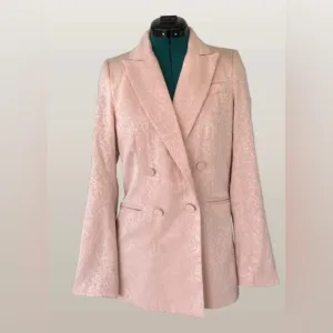 House of Harlow Jacquard Elegant Pink Double-Breasted Women's Blazer Sz XS