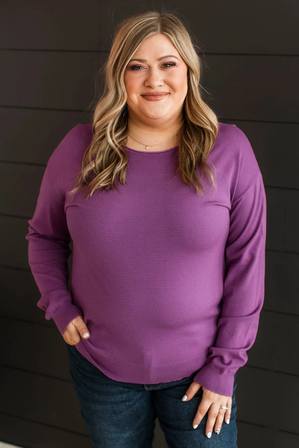 Infatuated With You Knit Sweater- Dark Orchid
