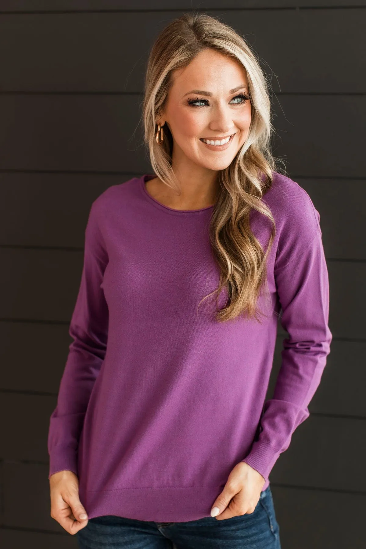 Infatuated With You Knit Sweater- Dark Orchid
