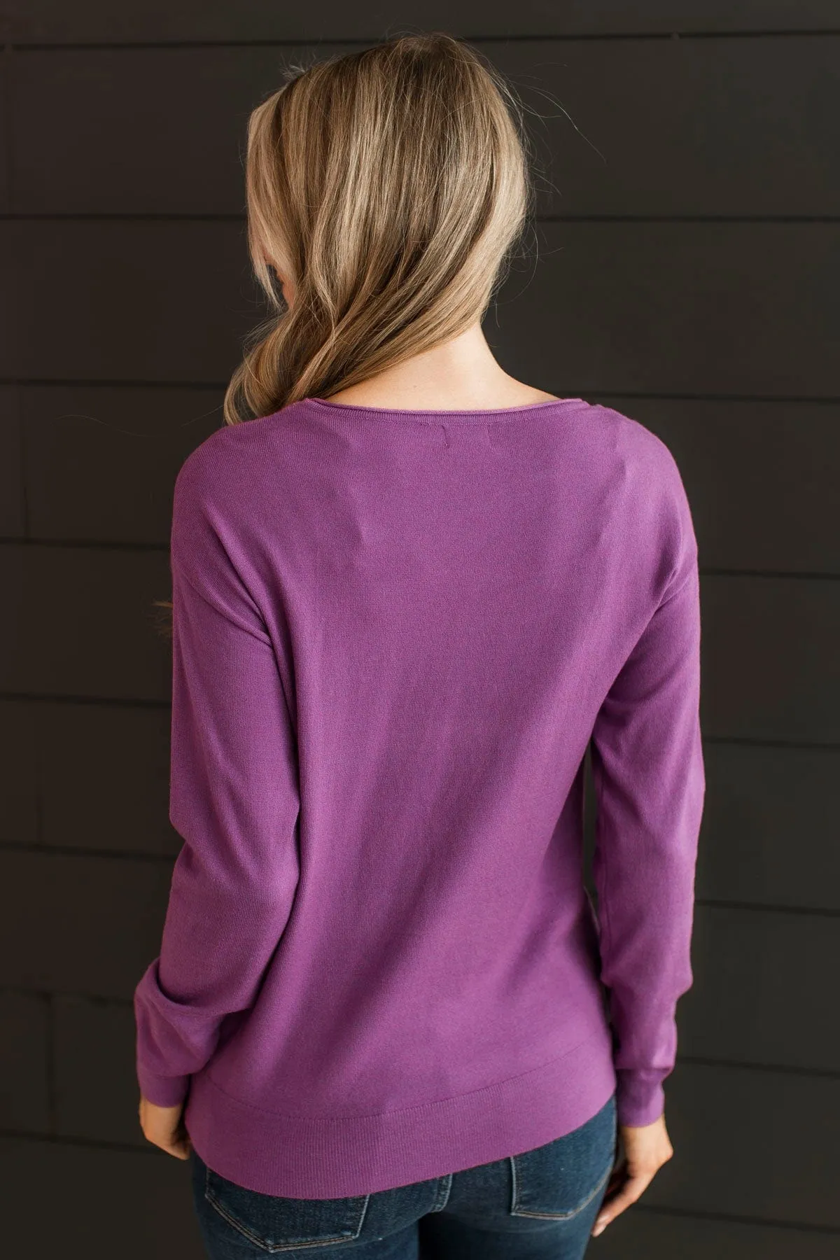 Infatuated With You Knit Sweater- Dark Orchid