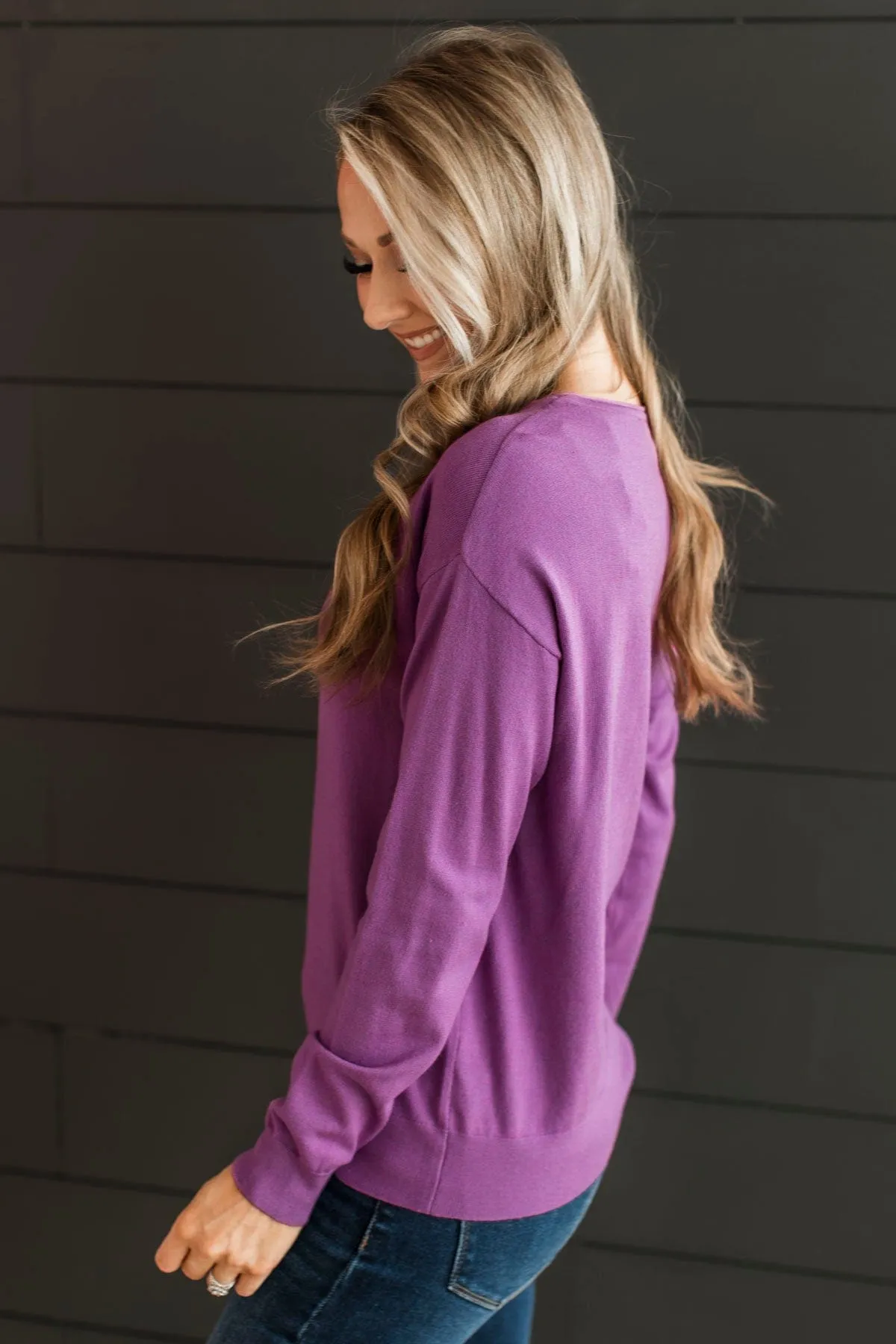Infatuated With You Knit Sweater- Dark Orchid