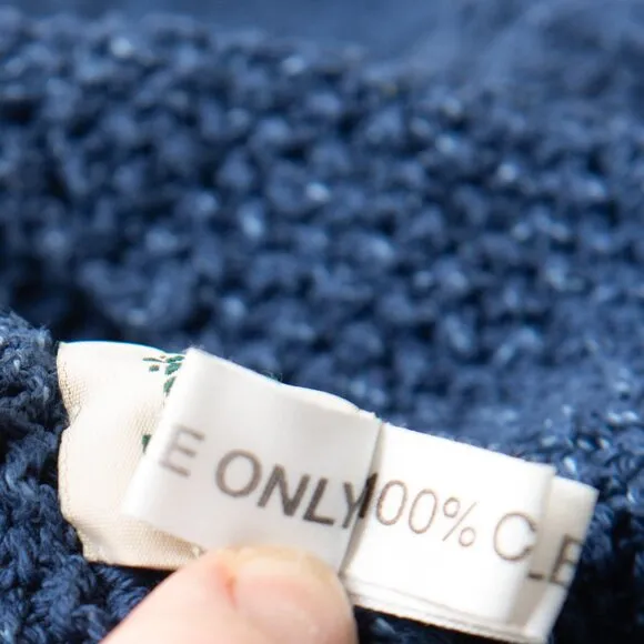 Irish Style Knit Cardigan Sweater 100% Cotton Ireland One Size Blue
