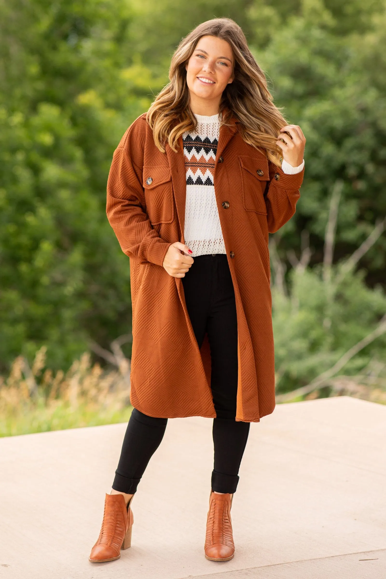 Ivory Multicolor Aztec Lightweight Sweater