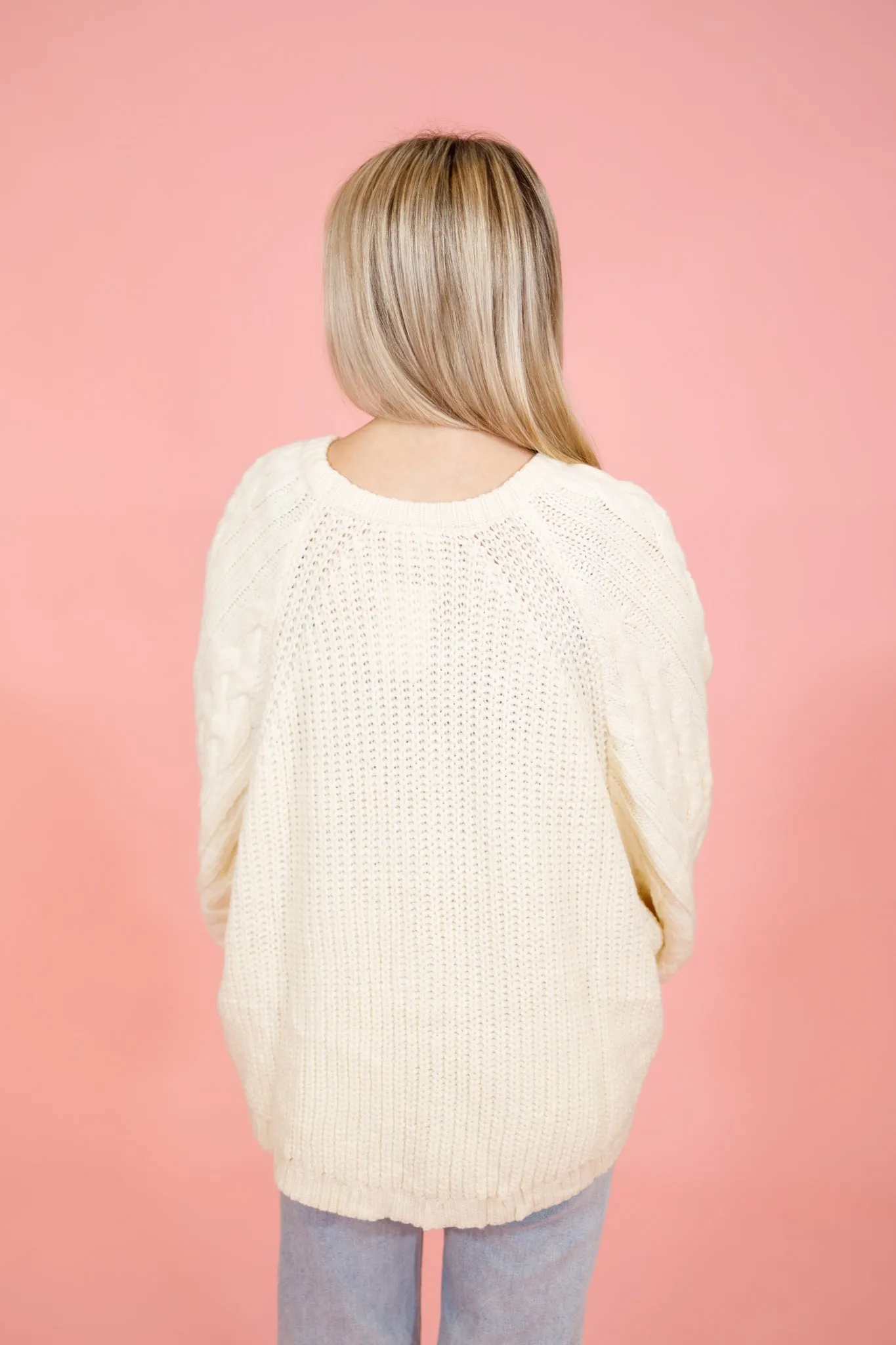 Ivory Texture Knit Bulky Sweater