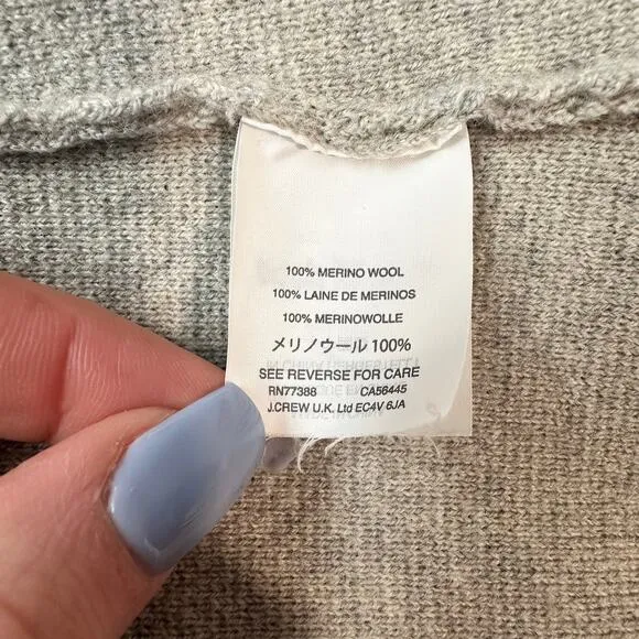 J. Crew 100% Merino Wool Sweater Blazer Single Breasted Jacket, Heather Gray