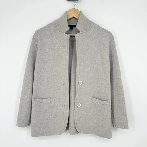 J. Crew 100% Merino Wool Sweater Blazer Single Breasted Jacket, Heather Gray