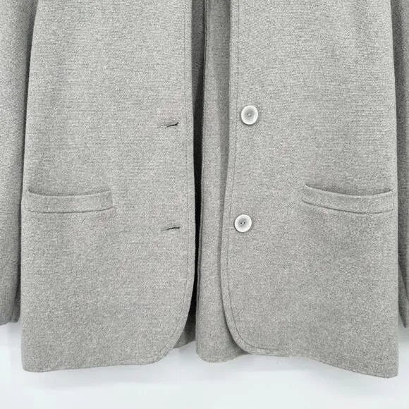 J. Crew 100% Merino Wool Sweater Blazer Single Breasted Jacket, Heather Gray