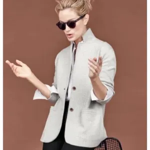 J. Crew 100% Merino Wool Sweater Blazer Single Breasted Jacket, Heather Gray