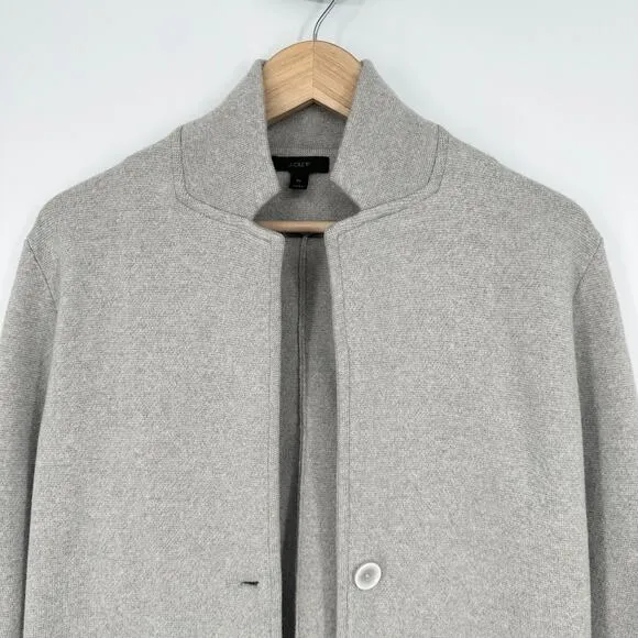 J. Crew 100% Merino Wool Sweater Blazer Single Breasted Jacket, Heather Gray