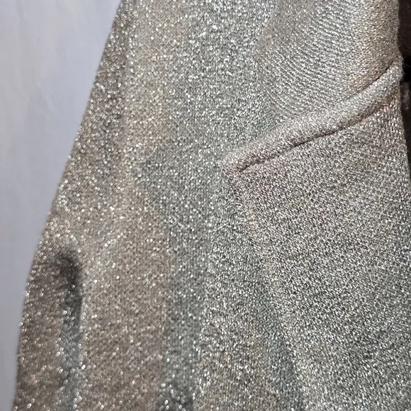 J. Crew 365 Metallic Silver Sophie Open Front Sweater Blazer Cardigan, sz XS