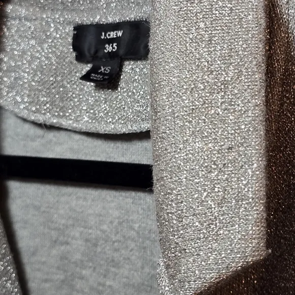 J. Crew 365 Metallic Silver Sophie Open Front Sweater Blazer Cardigan, sz XS