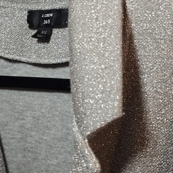 J. Crew 365 Metallic Silver Sophie Open Front Sweater Blazer Cardigan, sz XS