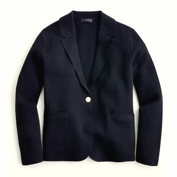 J. Crew 'Camille' Shrunken Sweater Blazer 1-Button Long Sleeve Navy Cardigan XS