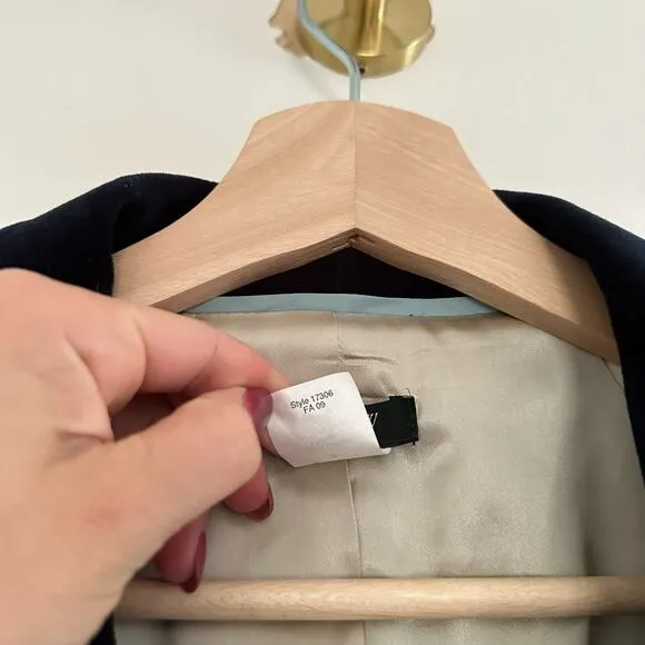 J. Crew Eden Velvet Single-Breasted Lined Blazer Black 8