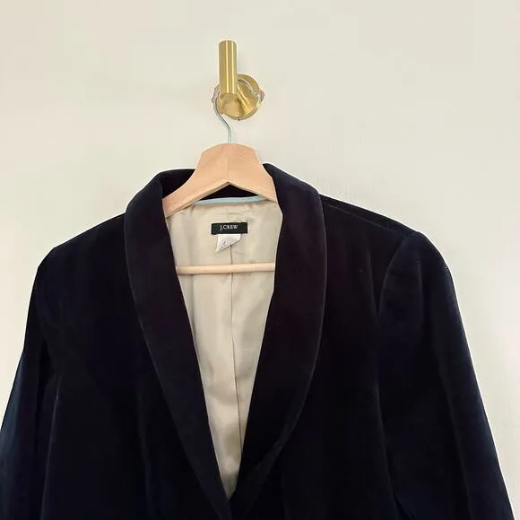 J. Crew Eden Velvet Single-Breasted Lined Blazer Black 8