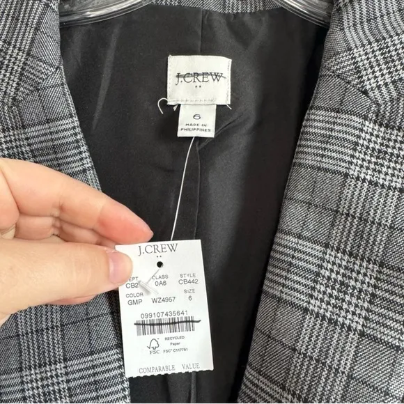J. Crew Factory Plaid One Button Blazer Size: 6, NWT