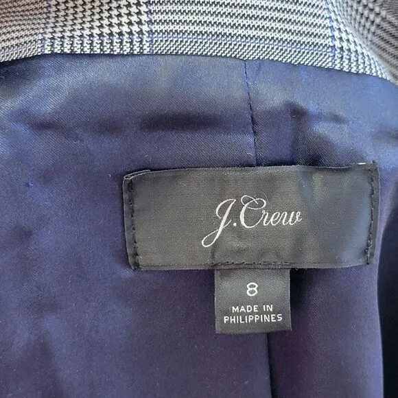 J.Crew Harriet Belted Blazer Plaid Womens 8 Career Business Work Office