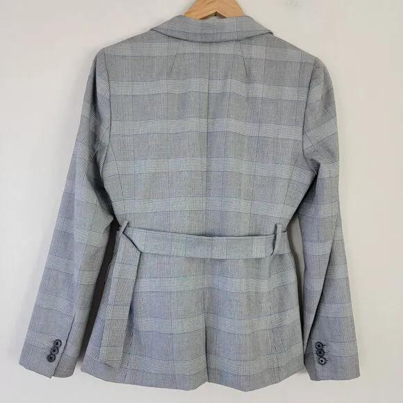 J.Crew Harriet Belted Blazer Plaid Womens 8 Career Business Work Office