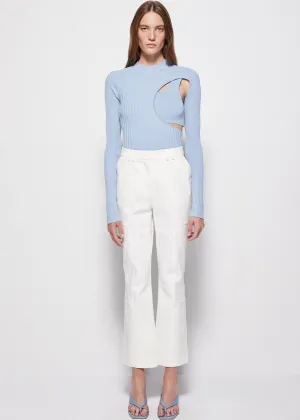 Jesslyn Bi Stretch Cotton Twill Cropped Flare Pants (White)
