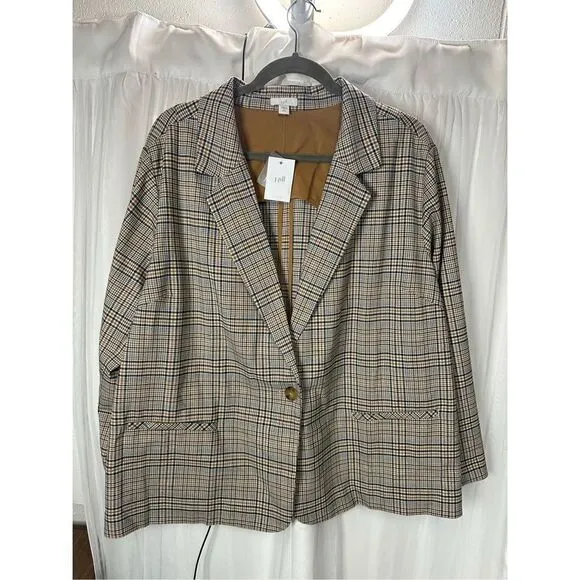 J. Jill Mendocio Plaid Blazer