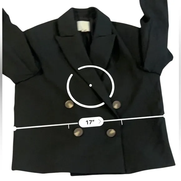 Joie Black Cropped Double Breasted Blazer Jacket, XS