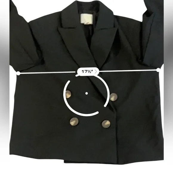 Joie Black Cropped Double Breasted Blazer Jacket, XS