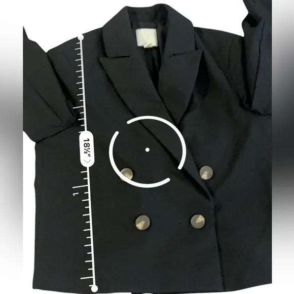 Joie Black Cropped Double Breasted Blazer Jacket, XS