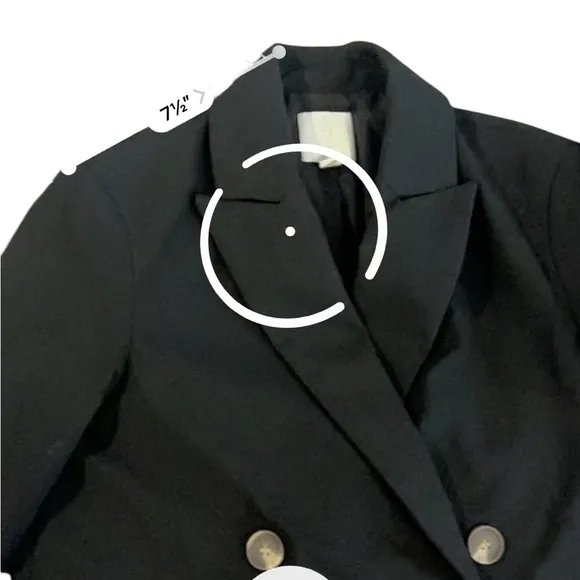 Joie Black Cropped Double Breasted Blazer Jacket, XS